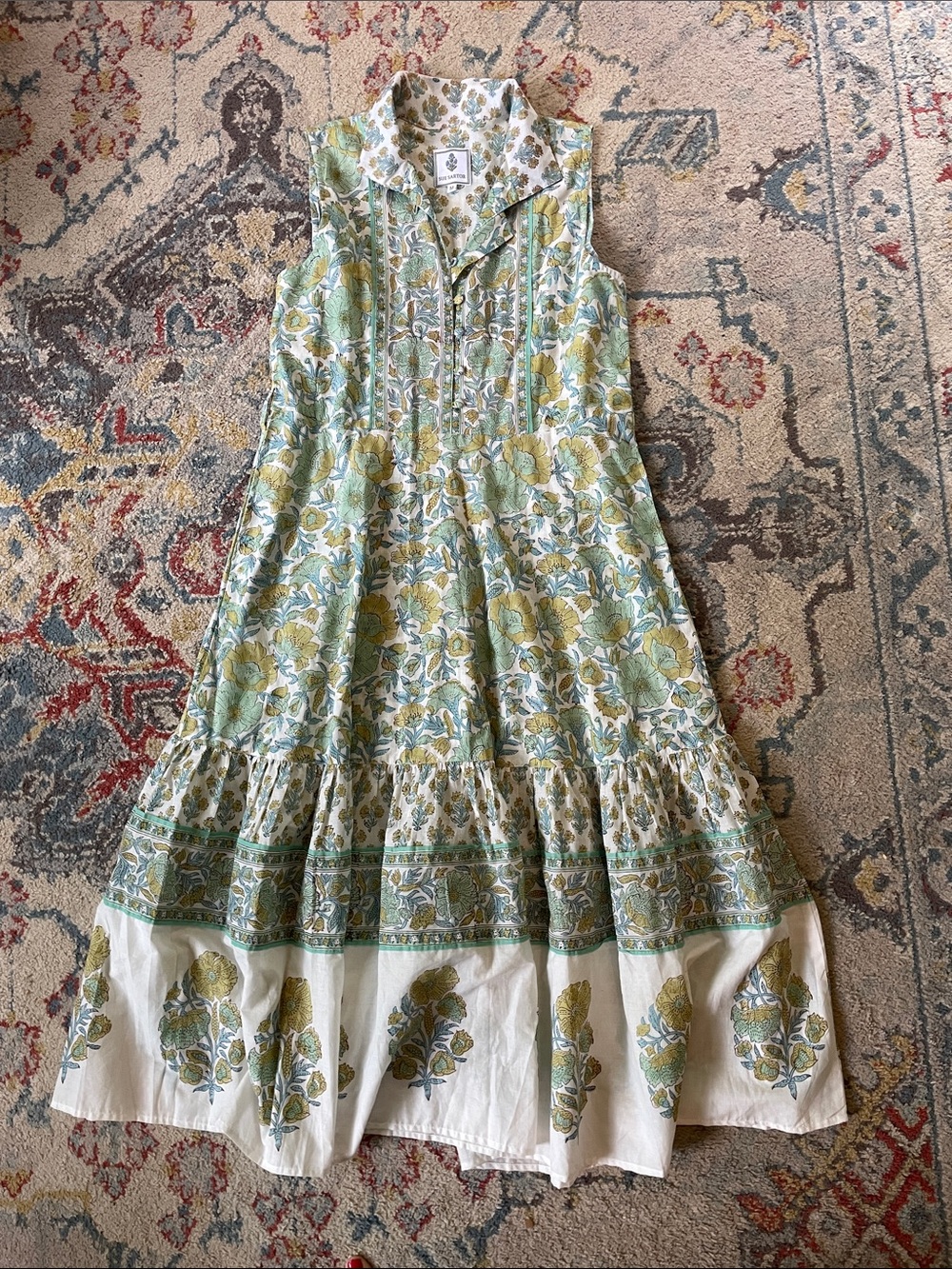Sue Sartor Sleeveless Kaftan Dress, Size Medium